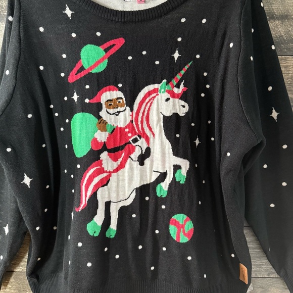 Tipsy Elves Ugly Cute Christmas Sweater Women’s XXL Cosmic Santa Unicorn NWT - Picture 3 of 7